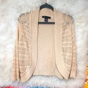 89th & Madison Beige Tan Open Front Long Sleeve Cardigan Size M